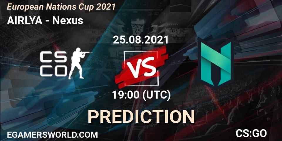 Pronóstico AIRLYA - Nexus. 25.08.2021 at 20:00, Counter-Strike (CS2), European Nations Cup 2021