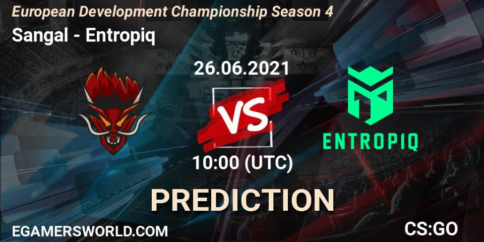 Pronóstico Sangal - Entropiq. 26.06.2021 at 10:00, Counter-Strike (CS2), European Development Championship Season 4