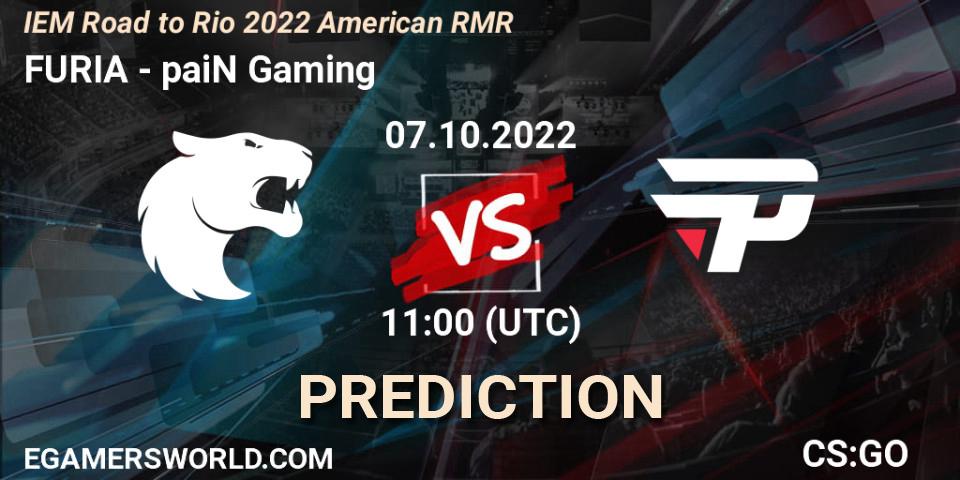 Pronóstico FURIA - paiN Gaming. 07.10.2022 at 11:00, Counter-Strike (CS2), IEM Road to Rio 2022 American RMR