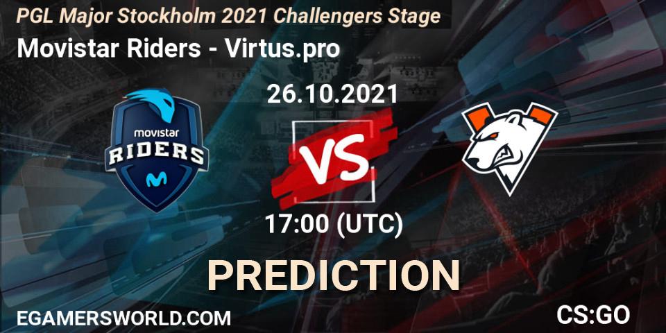 Pronóstico Movistar Riders - Virtus.pro. 26.10.2021 at 18:25, Counter-Strike (CS2), PGL Major Stockholm 2021 Challengers Stage
