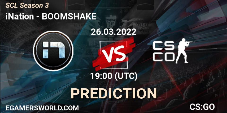 Pronóstico iNation - BOOMSHAKE. 26.03.2022 at 19:15, Counter-Strike (CS2), SCL Season 3