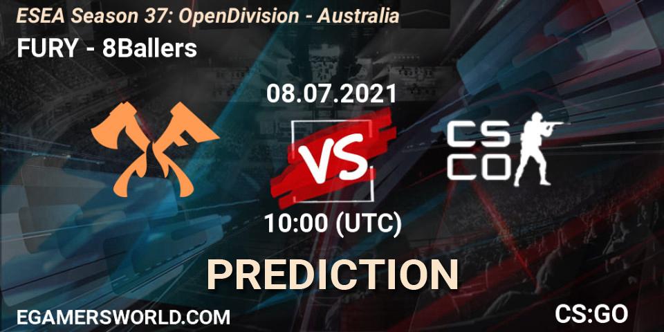 Pronóstico FURY - 8Ballers. 08.07.2021 at 10:00, Counter-Strike (CS2), ESEA Season 37: Open Division - Australia