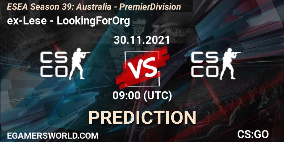 Pronóstico ex-Lese - LookingForOrg. 30.11.2021 at 09:00, Counter-Strike (CS2), ESEA Season 39: Australia - Premier Division