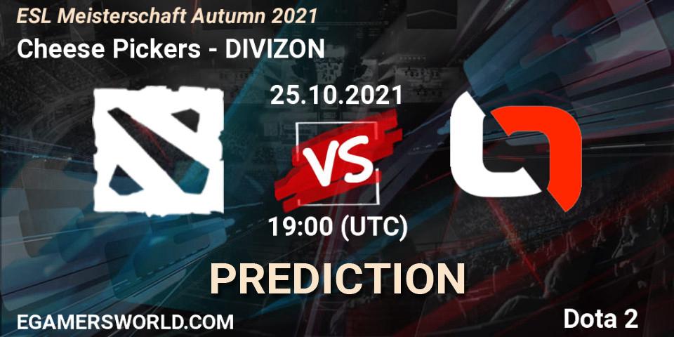 Pronóstico Cheese Pickers - DIVIZON. 25.10.2021 at 19:10, Dota 2, ESL Meisterschaft Autumn 2021