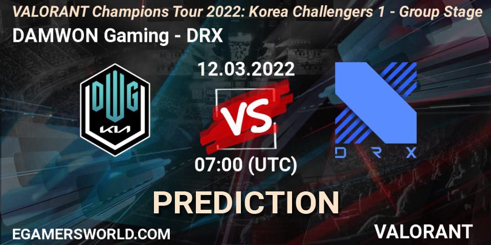 Pronóstico DAMWON Gaming - DRX. 12.03.2022 at 07:00, VALORANT, VCT 2022: Korea Challengers 1 - Group Stage