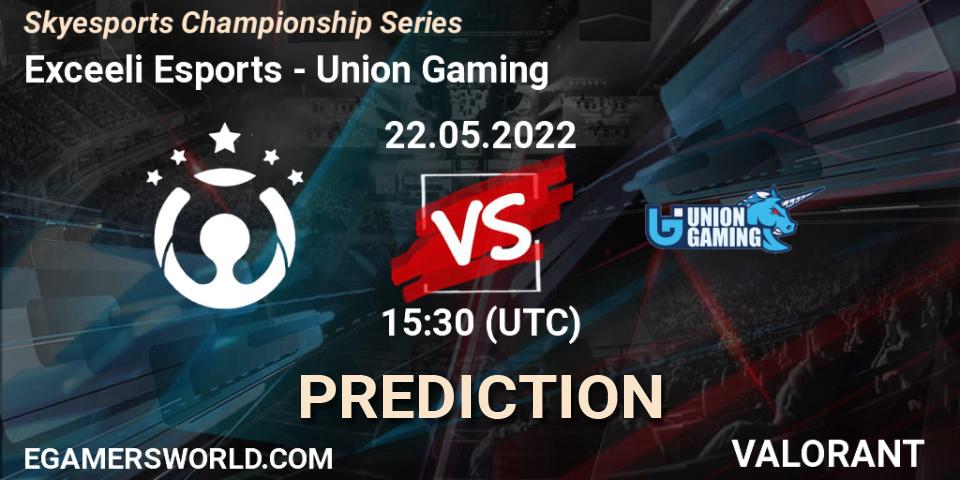 Pronóstico Exceeli Esports - Union Gaming. 22.05.2022 at 15:30, VALORANT, Skyesports Championship Series