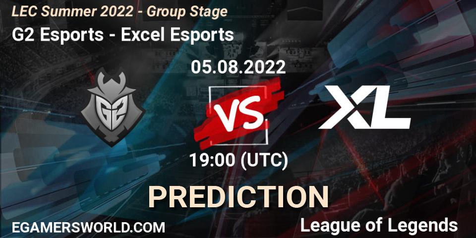 Pronóstico G2 Esports - Excel Esports. 05.08.2022 at 20:00, LoL, LEC Summer 2022 - Group Stage
