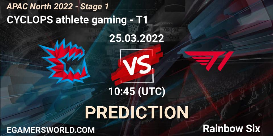 Pronóstico CYCLOPS athlete gaming - T1. 25.03.2022 at 10:45, Rainbow Six, APAC North 2022 - Stage 1