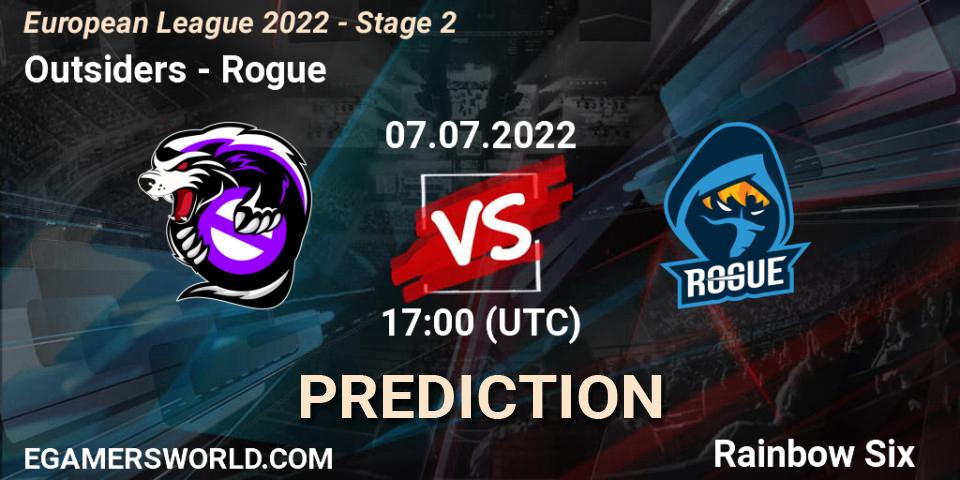 Pronóstico Outsiders - Rogue. 07.07.2022 at 17:00, Rainbow Six, European League 2022 - Stage 2
