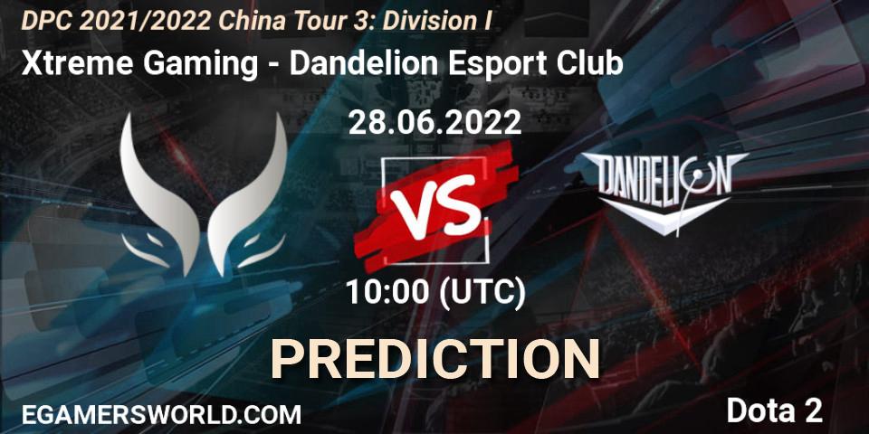Pronóstico Xtreme Gaming - Dandelion Esport Club. 28.06.2022 at 10:02, Dota 2, DPC 2021/2022 China Tour 3: Division I