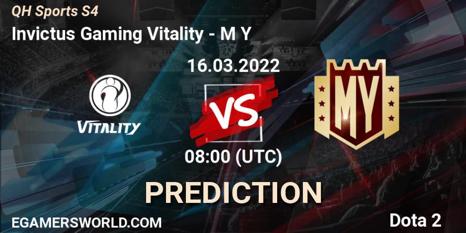 Pronóstico Invictus Gaming Vitality - M Y. 16.03.2022 at 08:19, Dota 2, QH Sports S4