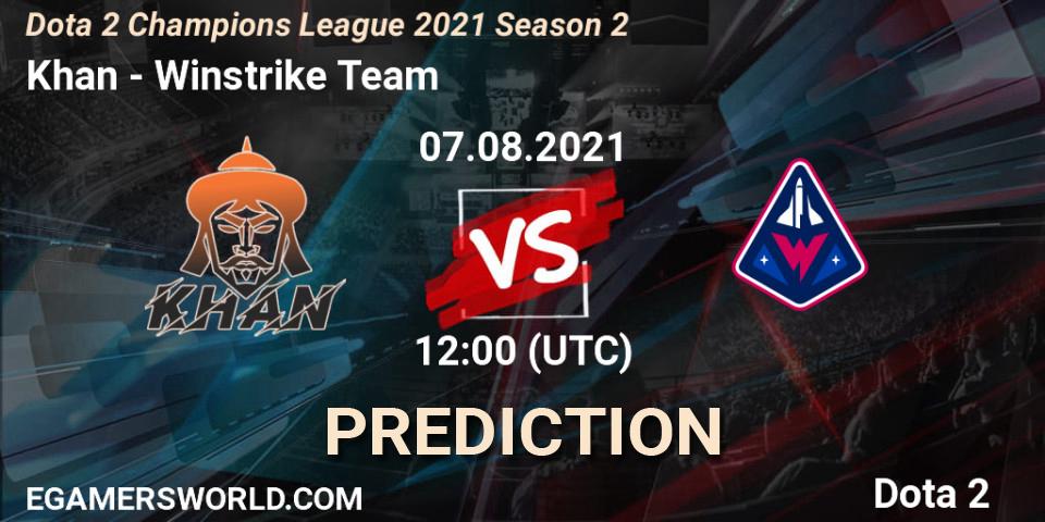 Pronóstico Khan - Winstrike Team. 09.08.2021 at 12:10, Dota 2, Dota 2 Champions League 2021 Season 2