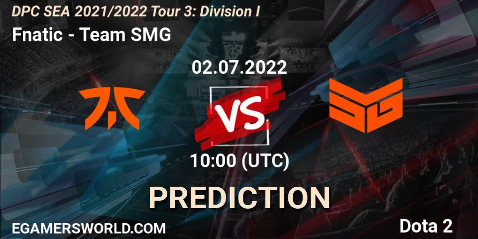 Pronóstico Fnatic - Team SMG. 02.07.2022 at 10:00, Dota 2, DPC SEA 2021/2022 Tour 3: Division I
