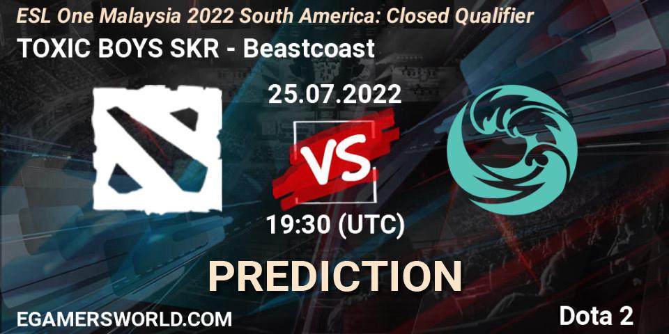 Pronóstico TOXIC BOYS SKR - Beastcoast. 25.07.2022 at 19:36, Dota 2, ESL One Malaysia 2022 South America: Closed Qualifier
