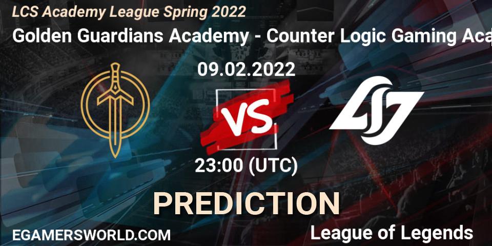 Pronóstico Golden Guardians Academy - Counter Logic Gaming Academy. 09.02.2022 at 23:00, LoL, LCS Academy League Spring 2022
