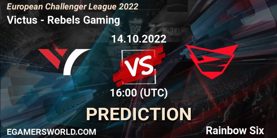 Pronóstico Victus - Rebels Gaming. 14.10.2022 at 16:00, Rainbow Six, European Challenger League 2022