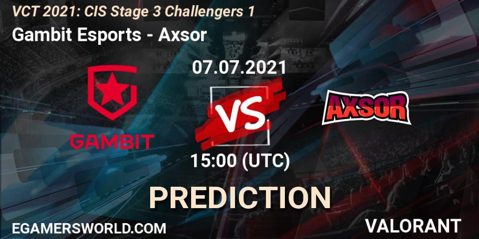 Pronóstico Gambit Esports - Axsor. 07.07.2021 at 15:00, VALORANT, VCT 2021: CIS Stage 3 Challengers 1