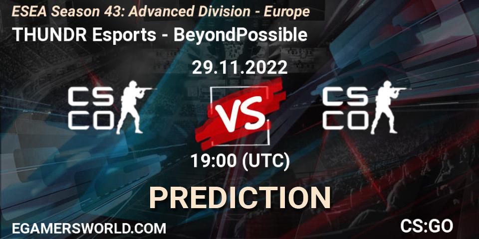 Pronóstico THUNDR Esports - BeyondPossible. 29.11.22, CS2 (CS:GO), ESEA Season 43: Advanced Division - Europe