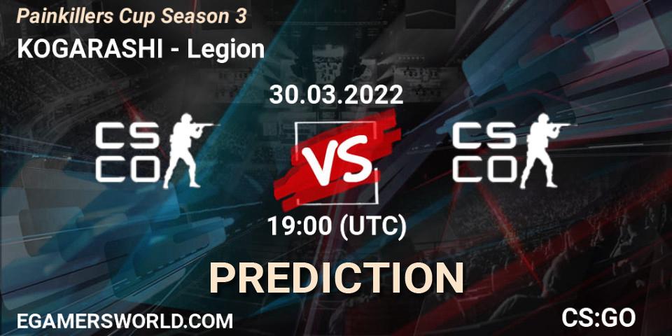 Pronóstico KOGARASHI - Legion. 30.03.2022 at 19:00, Counter-Strike (CS2), Painkillers Cup Season 3