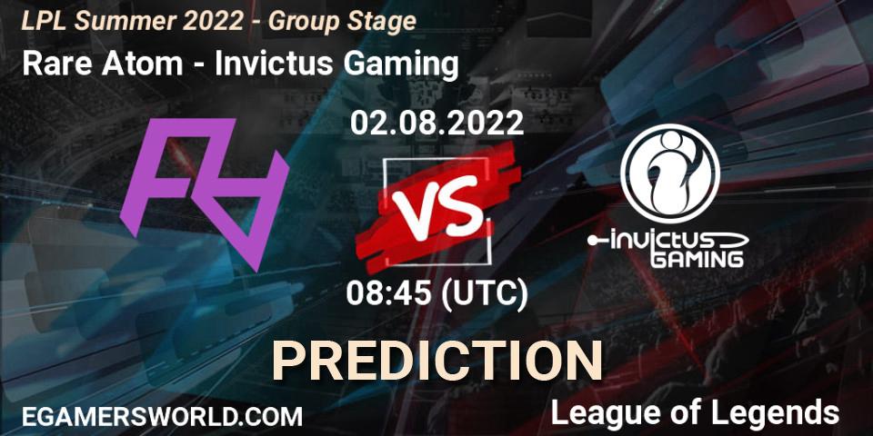Pronóstico Rare Atom - Invictus Gaming. 02.08.2022 at 09:00, LoL, LPL Summer 2022 - Group Stage