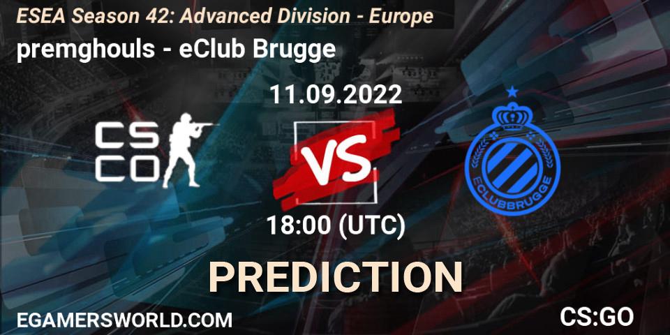 Pronóstico premghouls - eClub Brugge. 11.09.2022 at 18:00, Counter-Strike (CS2), ESEA Season 42: Advanced Division - Europe
