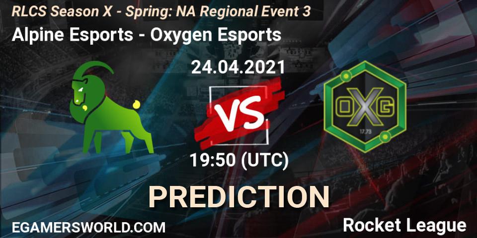 Pronóstico Alpine Esports - Oxygen Esports. 24.04.2021 at 19:35, Rocket League, RLCS Season X - Spring: NA Regional Event 3