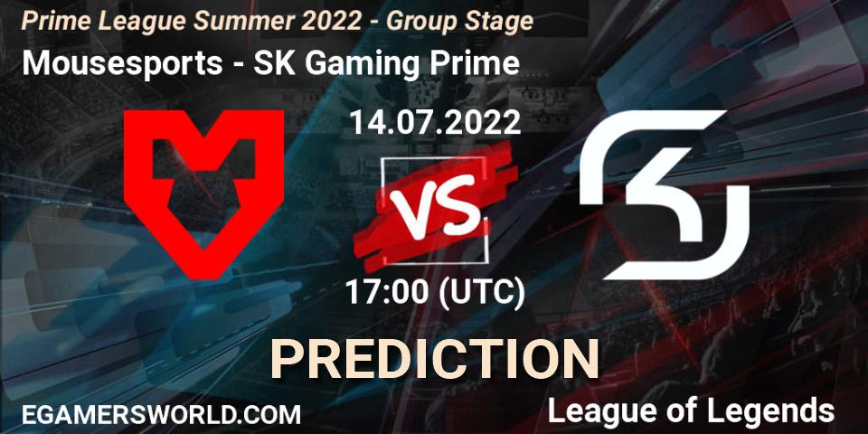 Pronóstico Mousesports - SK Gaming Prime. 14.07.2022 at 17:00, LoL, Prime League Summer 2022 - Group Stage