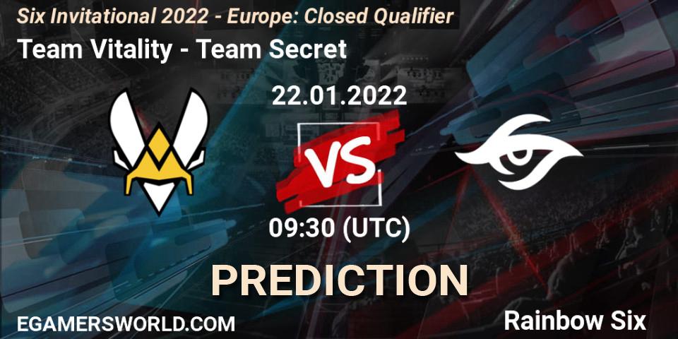 Pronóstico Team Vitality - Team Secret. 22.01.22, Rainbow Six, Six Invitational 2022 - Europe: Closed Qualifier