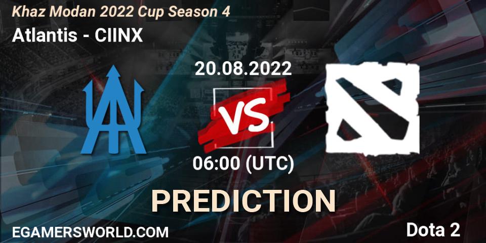 Pronóstico Atlantis - CIINX. 20.08.2022 at 06:00, Dota 2, Khaz Modan 2022 Cup Season 4