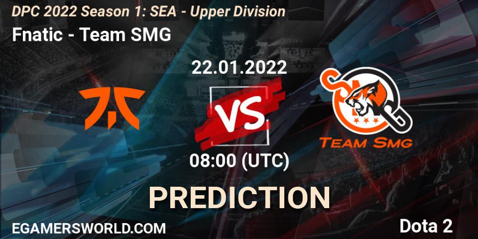 Pronóstico Fnatic - Team SMG. 22.01.2022 at 09:37, Dota 2, DPC 2022 Season 1: SEA - Upper Division