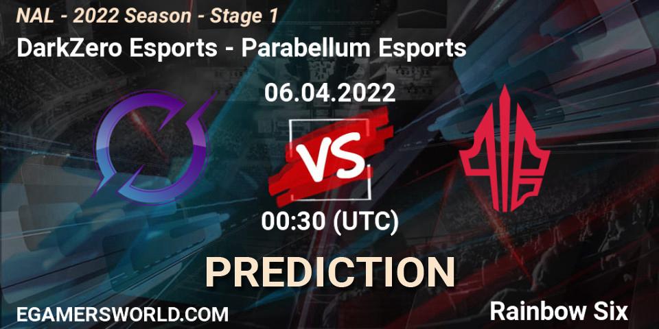 Pronóstico DarkZero Esports - Parabellum Esports. 06.04.2022 at 00:30, Rainbow Six, NAL - Season 2022 - Stage 1