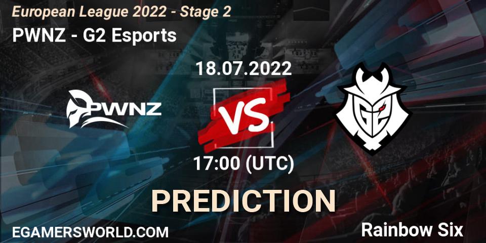 Pronóstico PWNZ - G2 Esports. 18.07.2022 at 19:00, Rainbow Six, European League 2022 - Stage 2