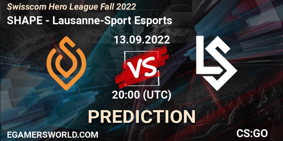 Pronóstico SHAPE - Lausanne-Sport Esports. 13.09.2022 at 20:00, Counter-Strike (CS2), Swisscom Hero League Fall 2022
