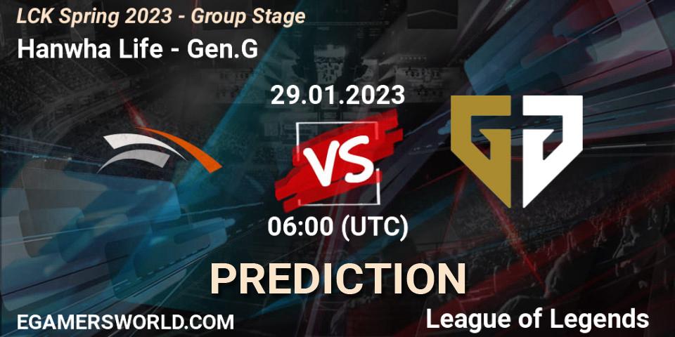 Pronóstico Hanwha Life - Gen.G. 29.01.23, LoL, LCK Spring 2023 - Group Stage