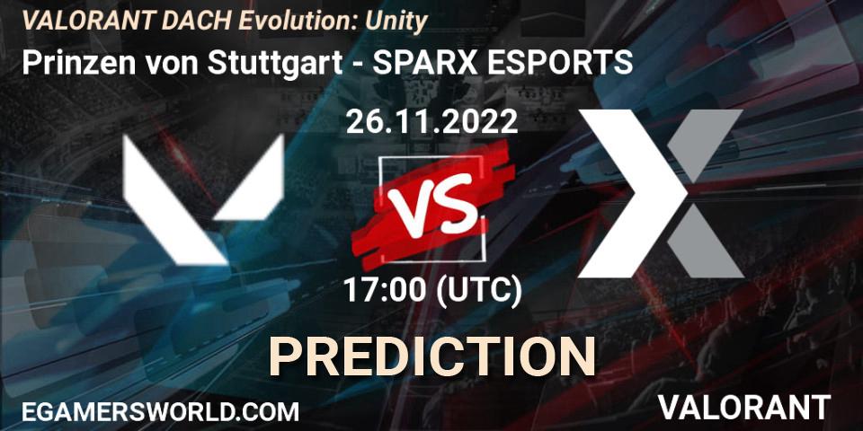 Pronóstico Prinzen von Stuttgart - SPARX ESPORTS. 26.11.2022 at 17:00, VALORANT, VALORANT DACH Evolution: Unity