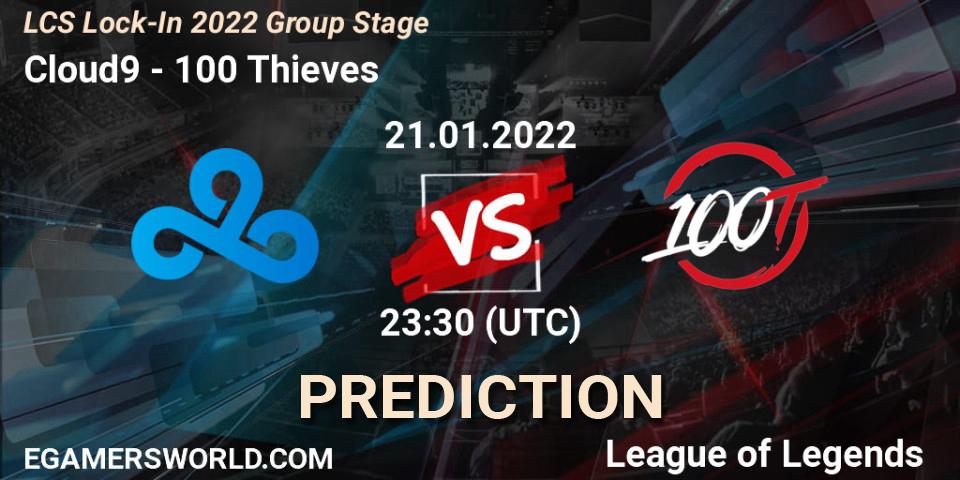 Pronóstico Cloud9 - 100 Thieves. 21.01.2022 at 23:30, LoL, LCS Lock-In 2022 Group Stage
