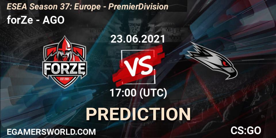 Pronóstico forZe - AGO. 23.06.2021 at 17:00, Counter-Strike (CS2), ESEA Season 37: Europe - Premier Division