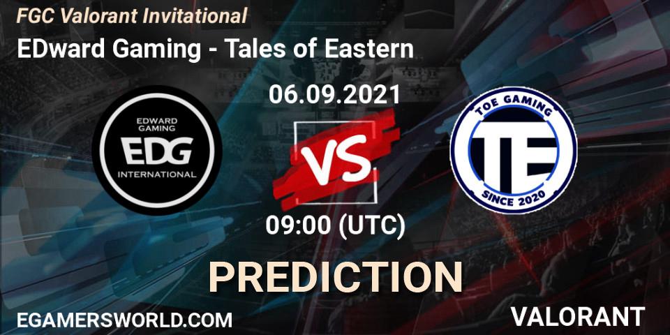 Pronóstico EDward Gaming - Tales of Eastern. 06.09.2021 at 09:00, VALORANT, FGC Valorant Invitational