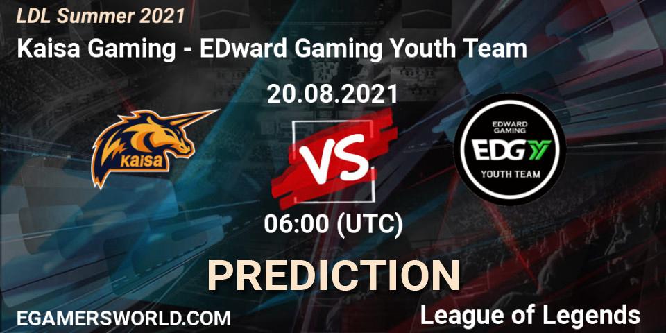 Pronóstico Kaisa Gaming - EDward Gaming Youth Team. 20.08.2021 at 06:00, LoL, LDL Summer 2021