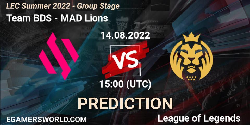 Pronóstico Team BDS - MAD Lions. 14.08.2022 at 16:00, LoL, LEC Summer 2022 - Group Stage