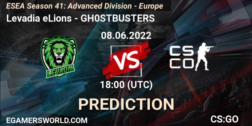 Pronóstico Levadia eLions - GH0STBUSTERS. 08.06.2022 at 18:00, Counter-Strike (CS2), ESEA Season 41: Advanced Division - Europe
