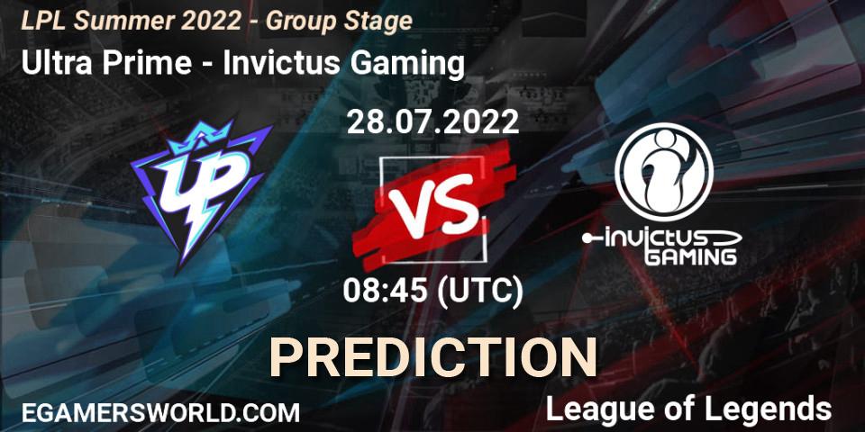 Pronóstico Ultra Prime - Invictus Gaming. 28.07.2022 at 09:00, LoL, LPL Summer 2022 - Group Stage