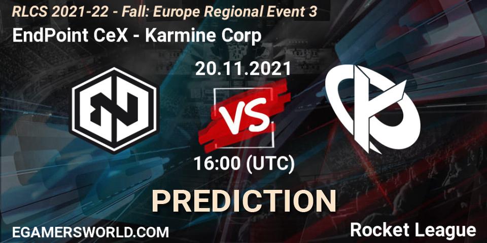 Pronóstico EndPoint CeX - Karmine Corp. 20.11.2021 at 16:00, Rocket League, RLCS 2021-22 - Fall: Europe Regional Event 3