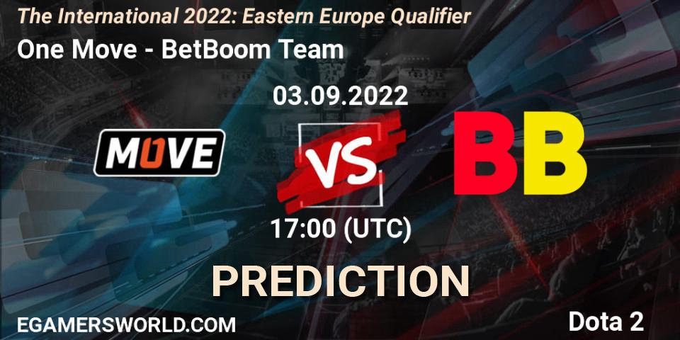 Pronóstico One Move - BetBoom Team. 03.09.2022 at 16:49, Dota 2, The International 2022: Eastern Europe Qualifier