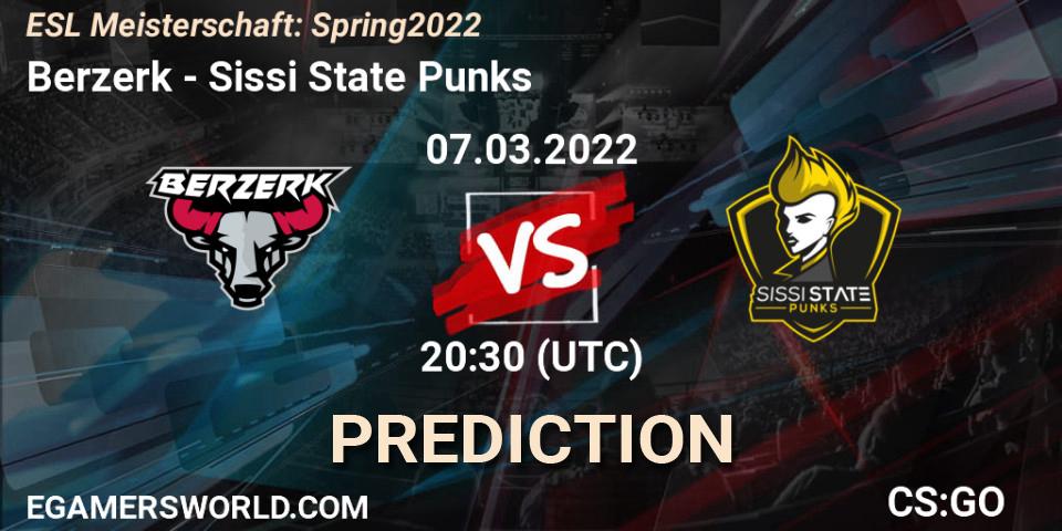 Pronóstico Berzerk - Sissi State Punks. 07.03.2022 at 20:30, Counter-Strike (CS2), ESL Meisterschaft: Spring 2022