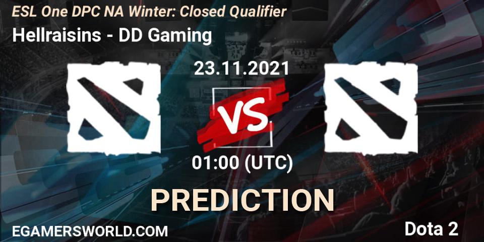 Pronóstico Hellraisins - DD Gaming. 23.11.2021 at 01:04, Dota 2, DPC 2022 Season 1: North America - Closed Qualifier (ESL One Winter 2021)