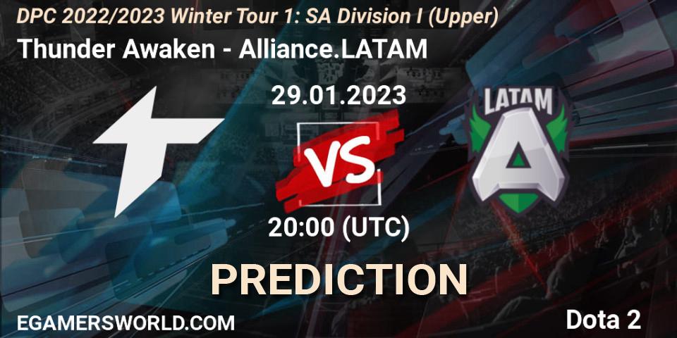 Pronóstico Thunder Awaken - Alliance.LATAM. 29.01.23, Dota 2, DPC 2022/2023 Winter Tour 1: SA Division I (Upper) 
