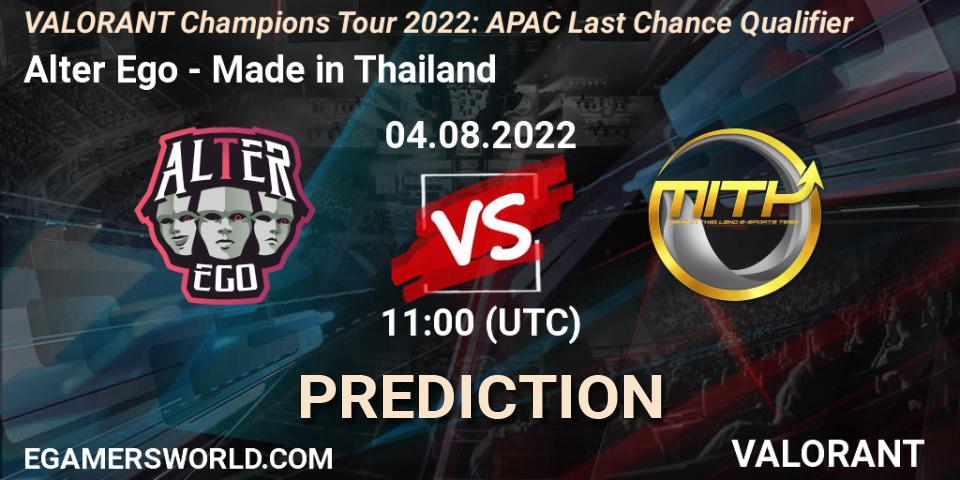 Pronóstico Alter Ego - Made in Thailand. 04.08.22, VALORANT, VCT 2022: APAC Last Chance Qualifier
