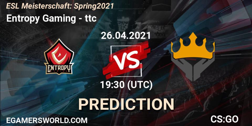 Pronóstico Entropy Gaming - ttc. 26.04.2021 at 19:30, Counter-Strike (CS2), ESL Meisterschaft: Spring 2021