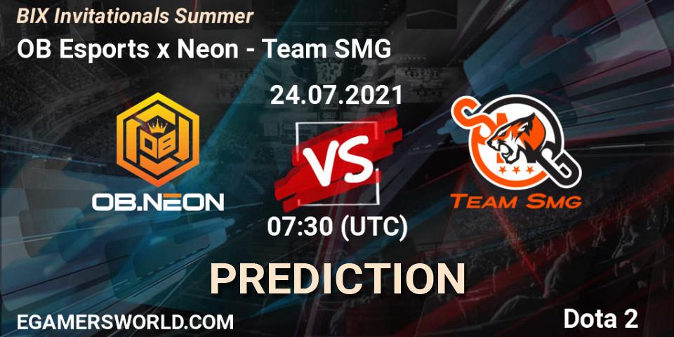 Pronóstico OB Esports x Neon - Team SMG. 24.07.2021 at 10:07, Dota 2, BIX Invitationals Summer